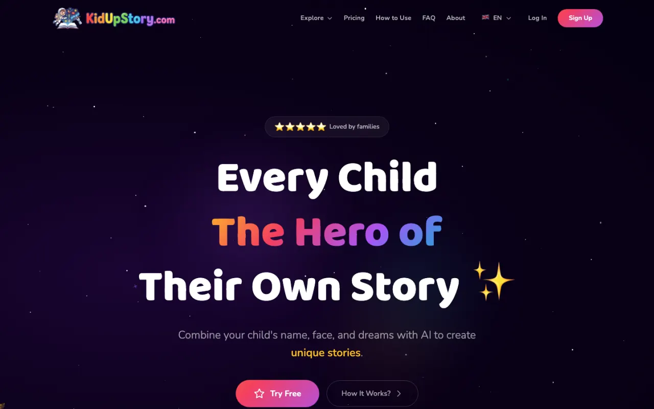 Kidupstory (kidupstory.com) ana sayfa ekran görüntüsü