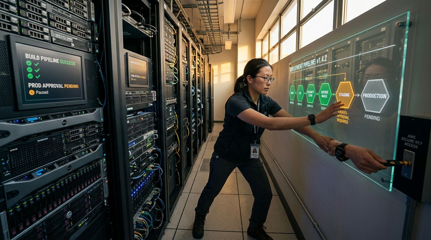Veri merkezi ortamında CI/CD hattını yöneten bir DevOps uzmanı
