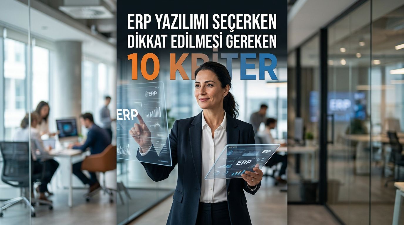 Kurumsal bir ekip toplantı odasında ERP yazılımı seçim kriterlerini dashboard ve raporlar üzerinden değerlendiriyor